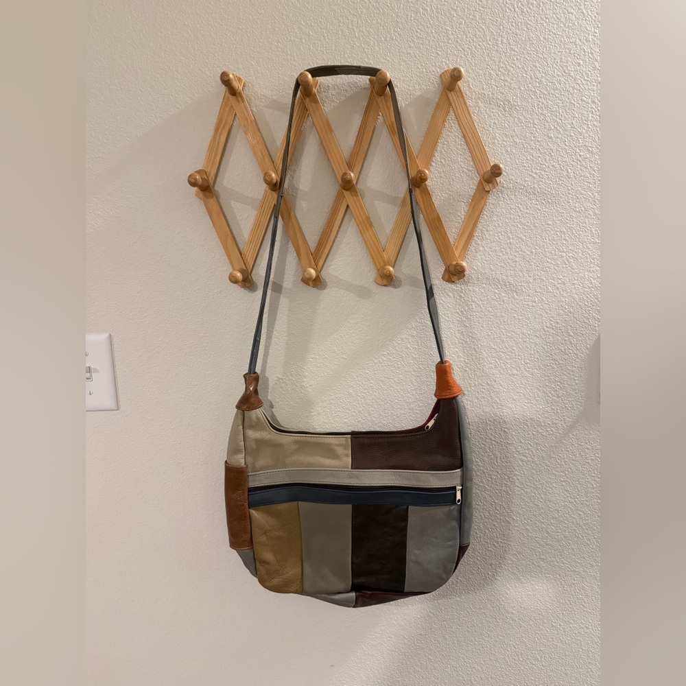 Patchwork Shoulder Bag - Genuine Leather - image 1